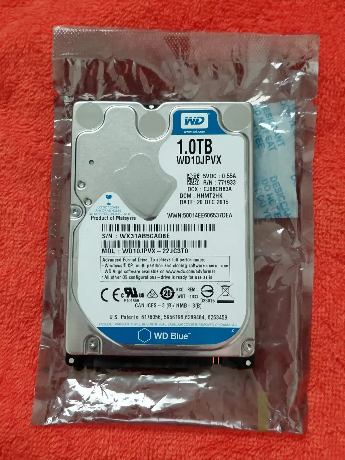 미사용품 노트북하드 WD Blue HDD 1TB 2.5인치