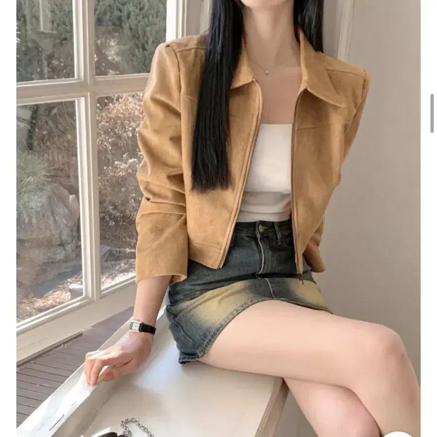 스웨이드 카멜 자켓
