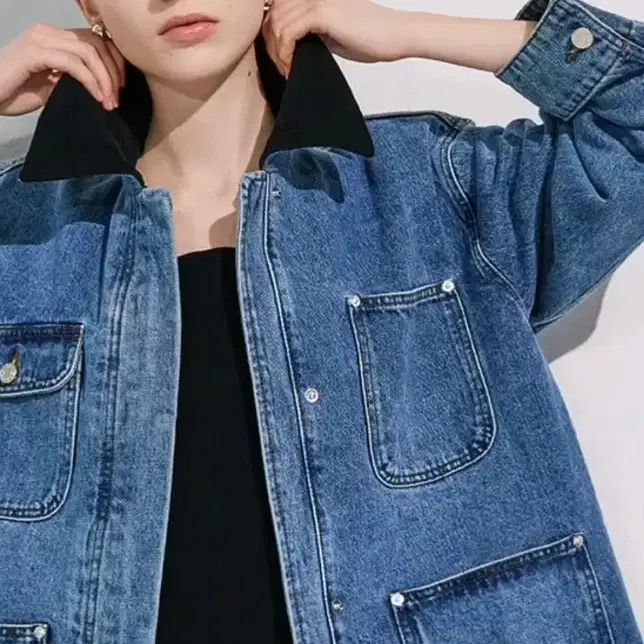 한섬 더캐시미어 26ss 코듀로이 칼라 데님 워크 자켓