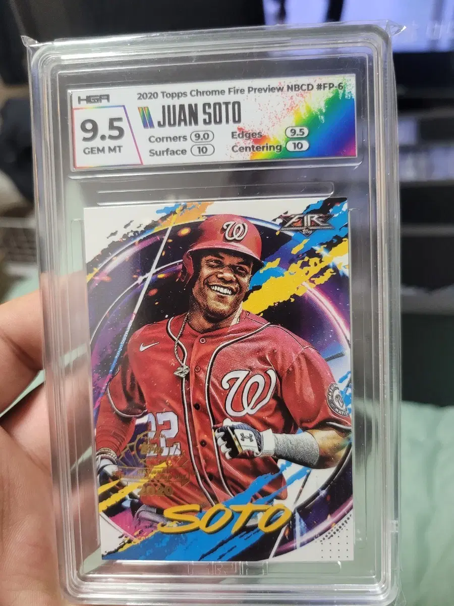 후안 소토 2020 Topps Chrome Fire Preview 카드 HGA 9.5