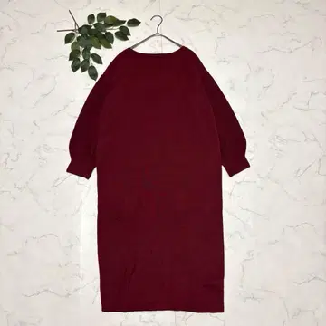 8991 아쿠아 차고 니트 원피스 [ M ] 보르도 레드/롱/멜란지