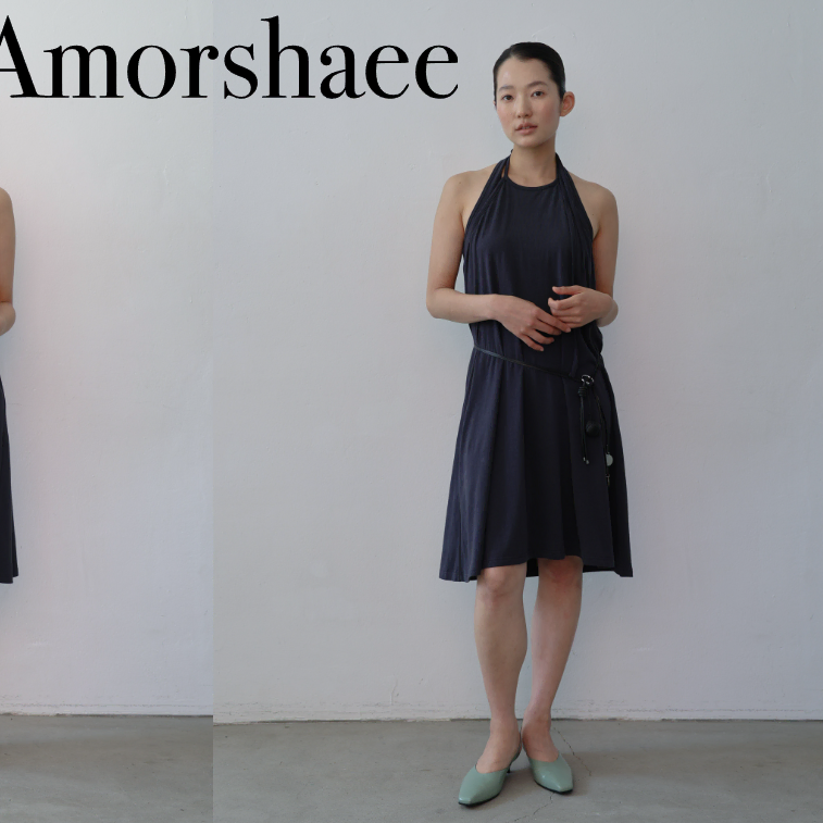 아모르샤이 amorshaee String Halter Dress - Navy