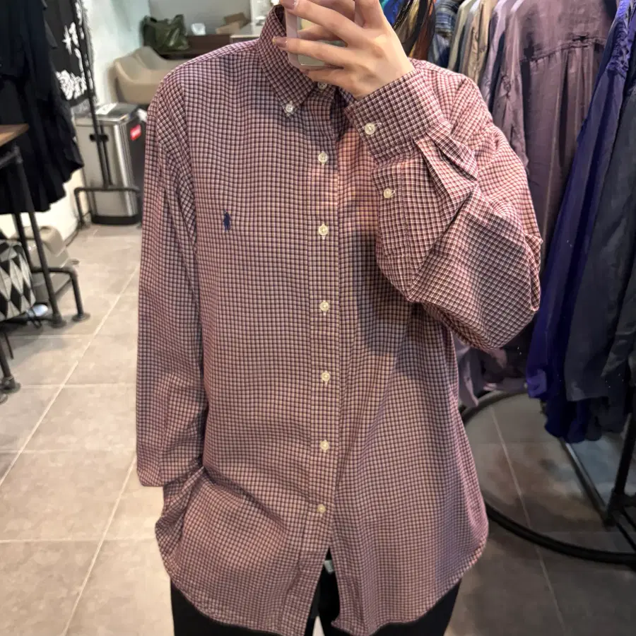 [NO.9] 폴로 체크 셔츠 빈티지 버건디