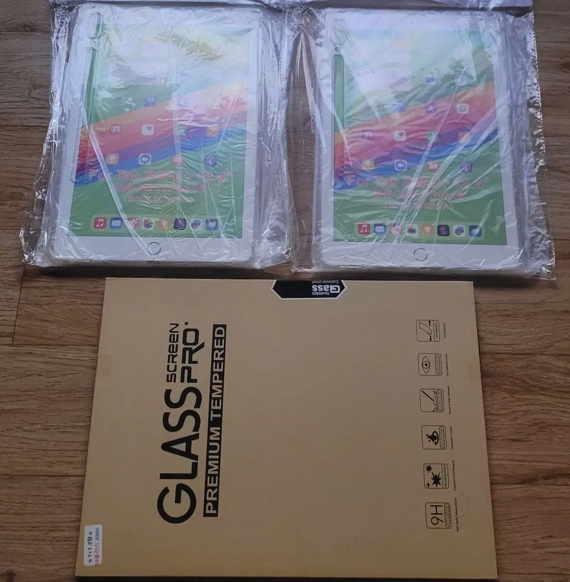[새상품] 갤럭시탭 S8플러스 보호글라스 2장+후면 커버 2개