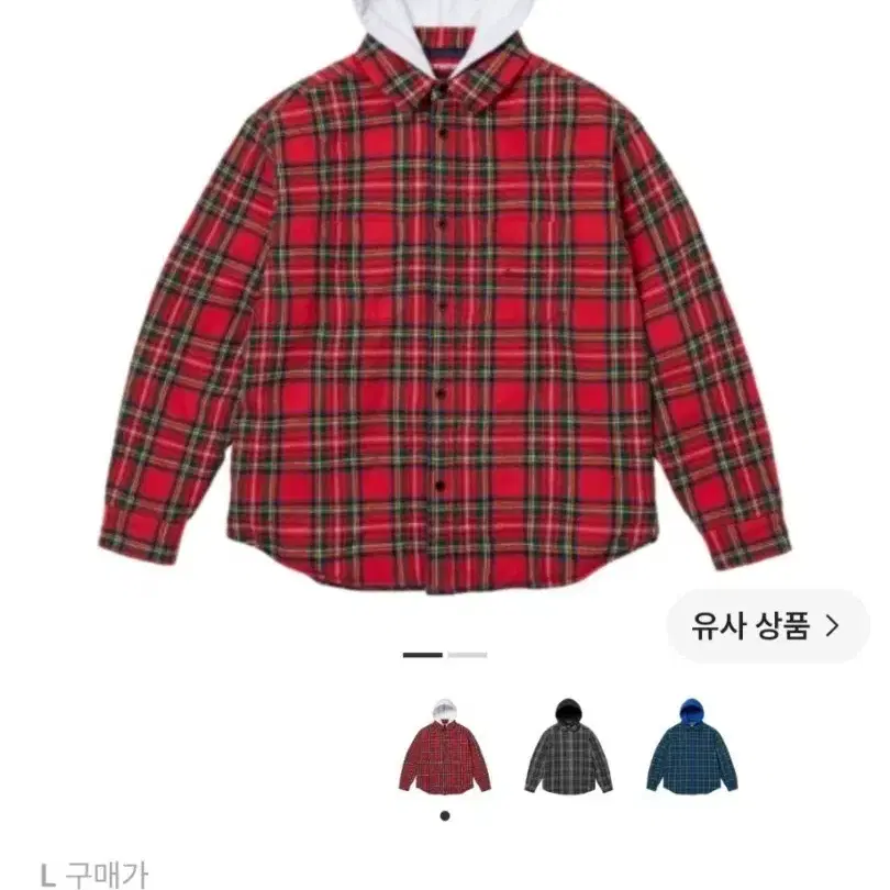 슈프림 타탄 플란넬 후드 셔츠 레드 23FW