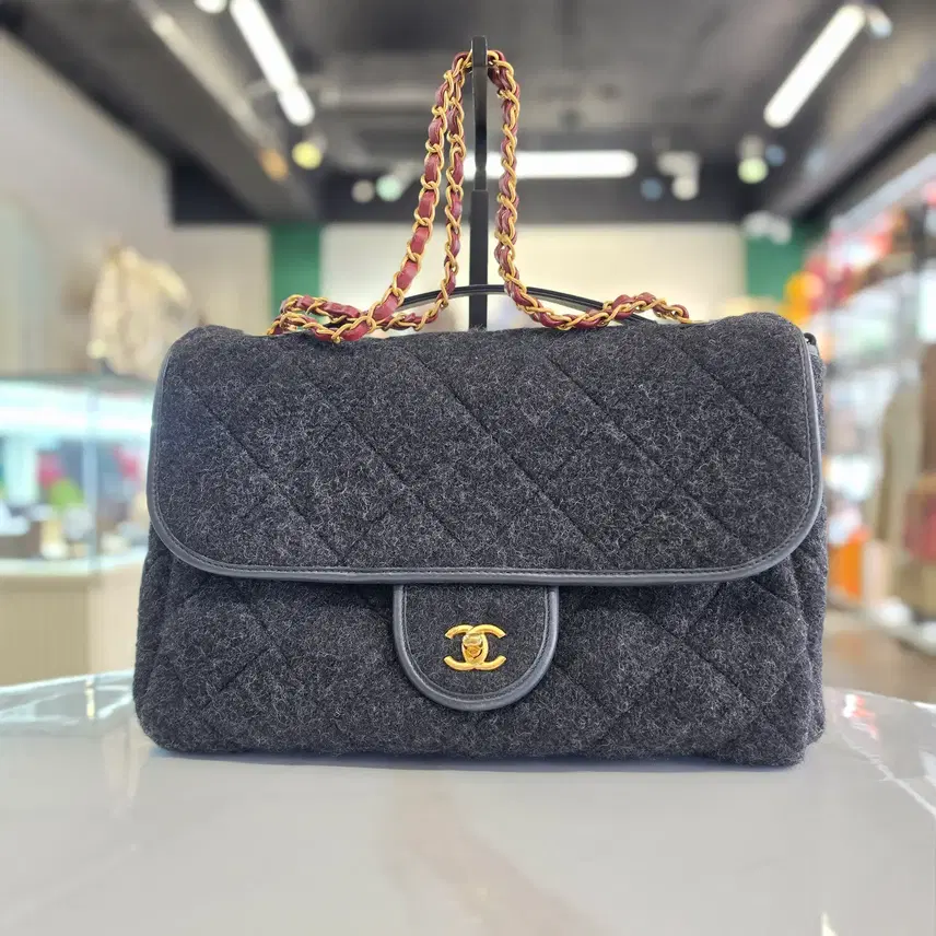 샤넬 2526 FW 울 맥시 라지 탑 핸들 플랩백 내장칩 AS5850 사진 3