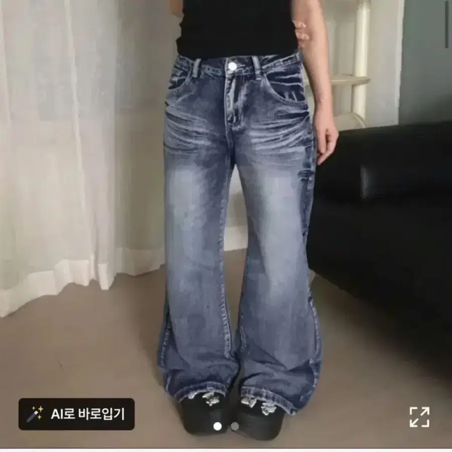 블루하츠 딥 워싱 로우라이즈 세미와이드 부츠컷 데님팬츠