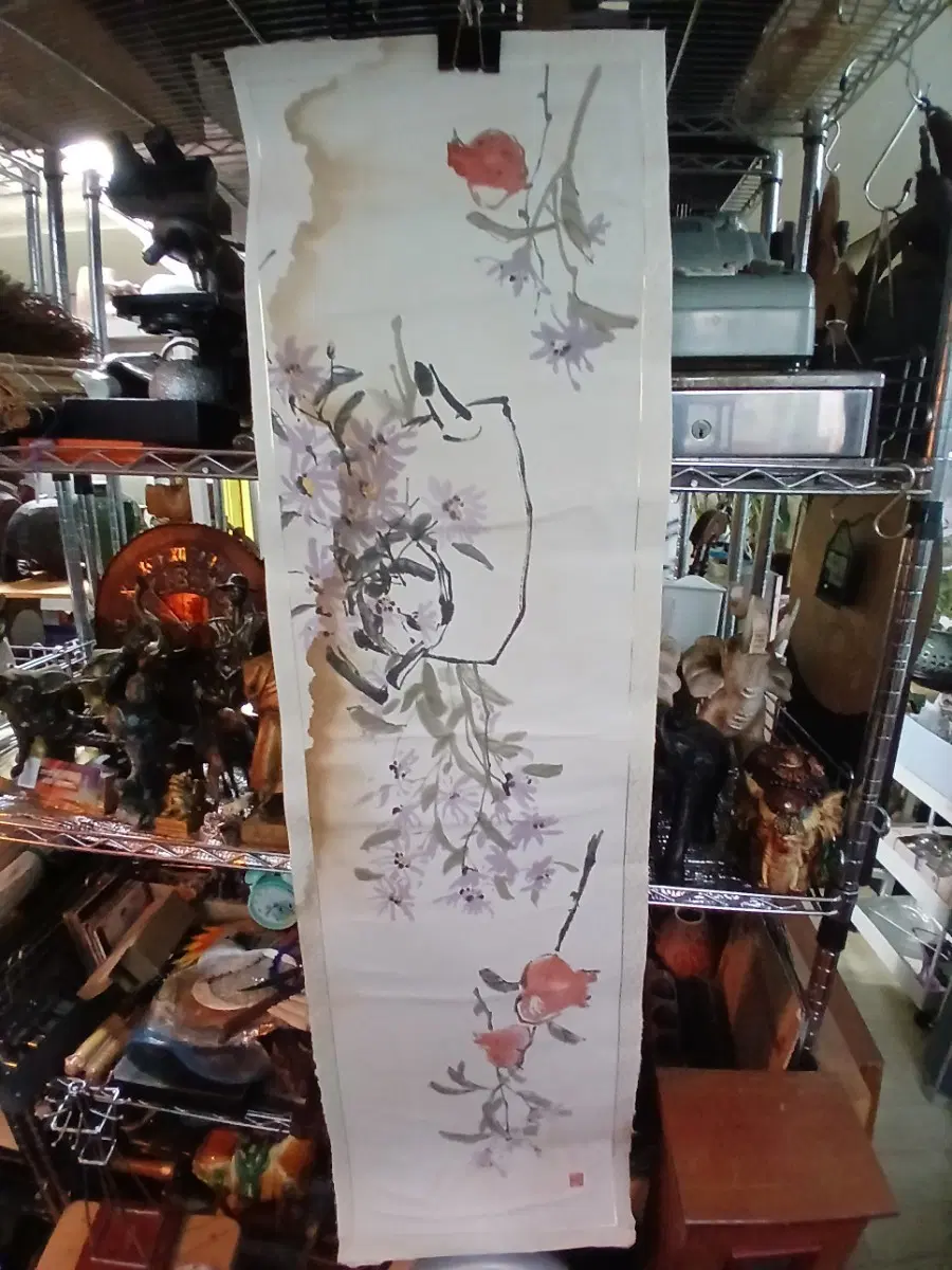 동양화 병풍 꽃 그림