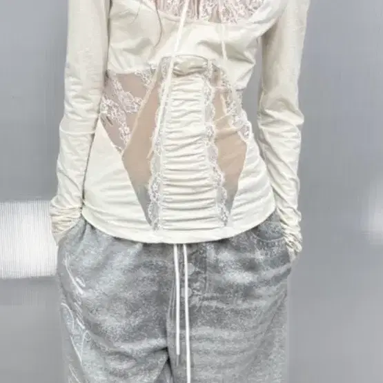 더블펀치 레이스 탑 아이보리m
