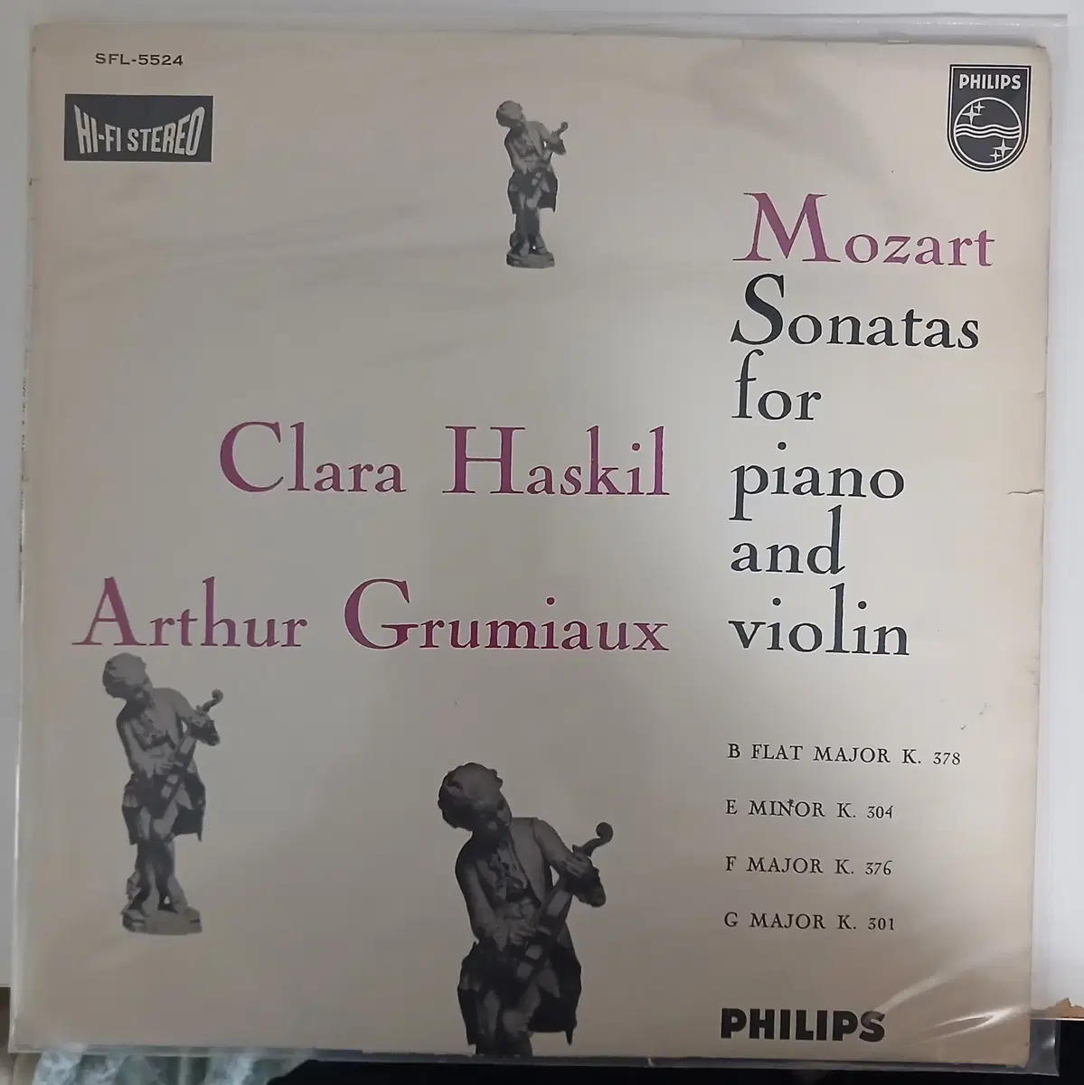 클라라 하스킬,아르투르 그뤼미오,모차르트 피아노와 바이올린을 위한 소나타 Mozart Sonatas for piano and violin (Japan LP)