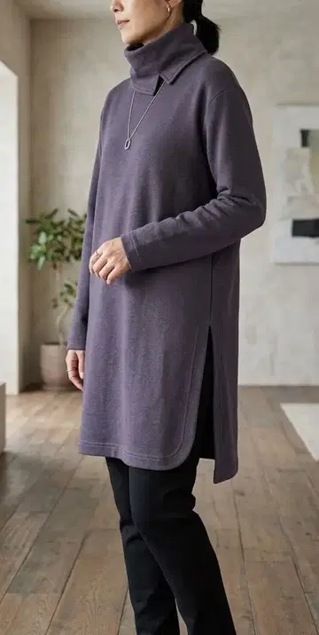 최고급 루치아노 소프라니 오프 터틀 튜닉 원피스