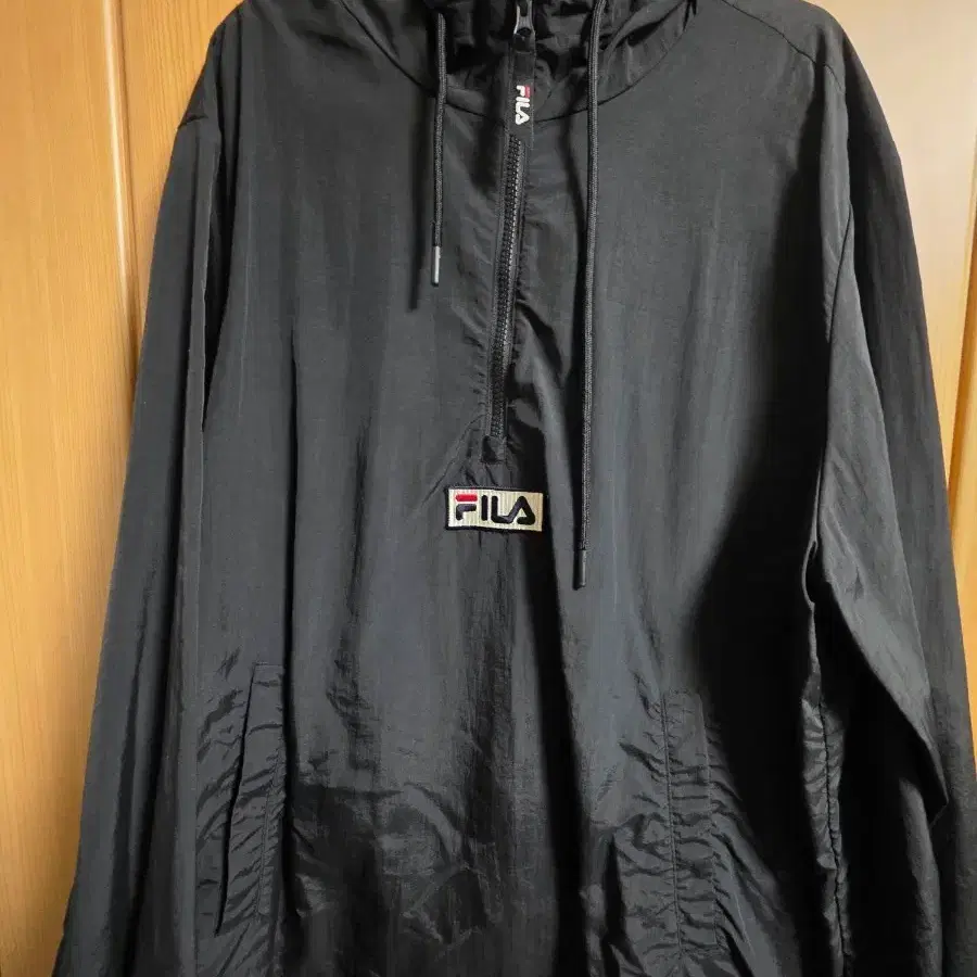 휠라 블랙 아노락 바람막이 (XL)