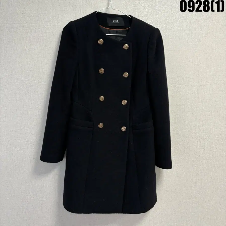 리스트 더블 버튼 코트 블랙 55