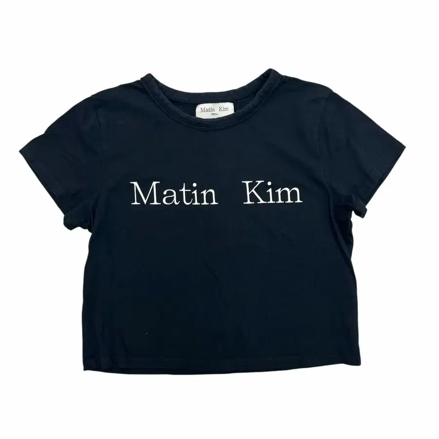 마뗑킴 Matin Kim 로고 크롭 반팔 티셔츠 블랙 M