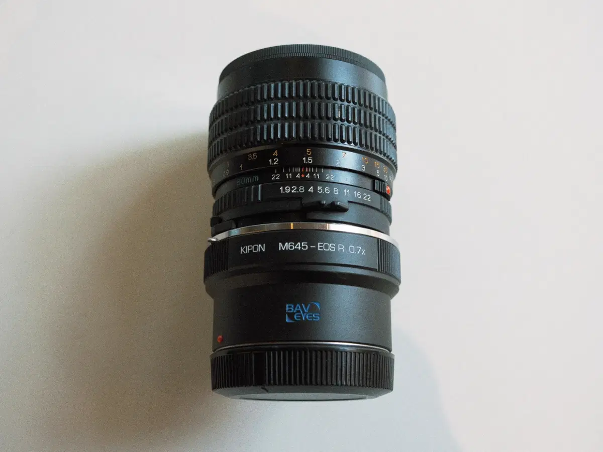 마미야 M645-키폰 EOS R 0.7x 80mm 1.9 렌즈