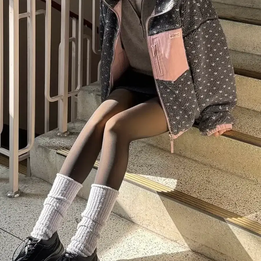 후아유 도트 플리스 자켓