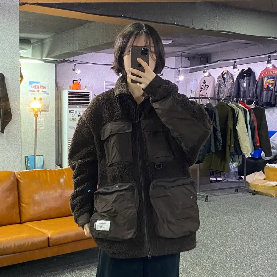 디스이즈네버댓 브라운 멀티포켓 플리스 B6057