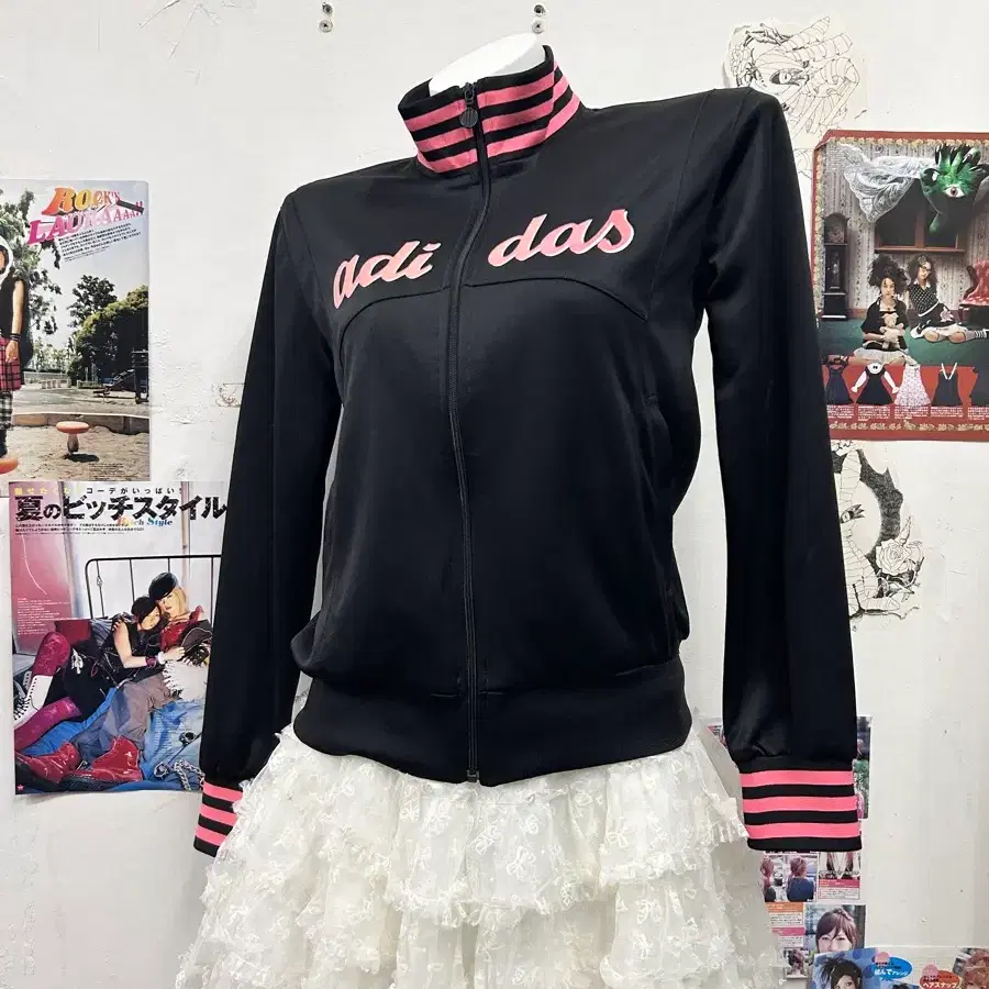 JPN 아디다스 스트라이프 핑크 트랙탑