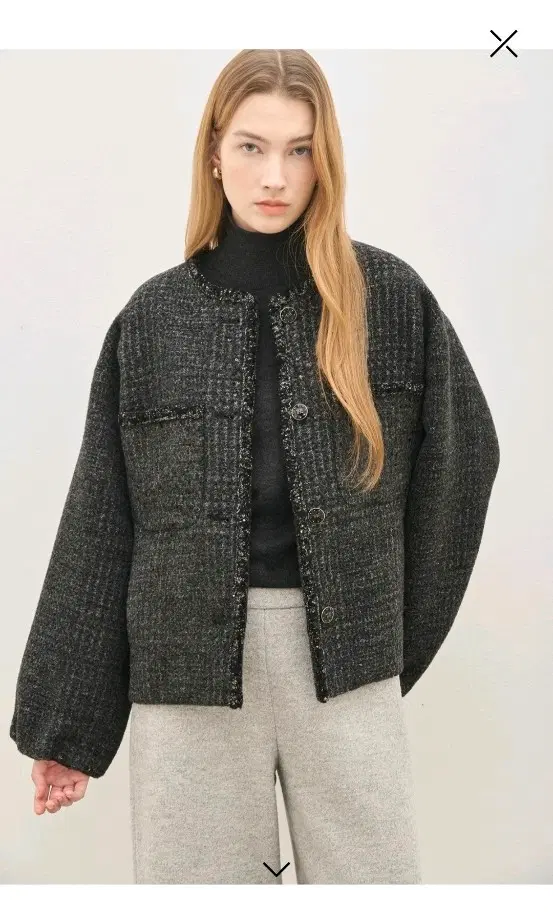 한섬 더캐시미어 칼라리스 자켓