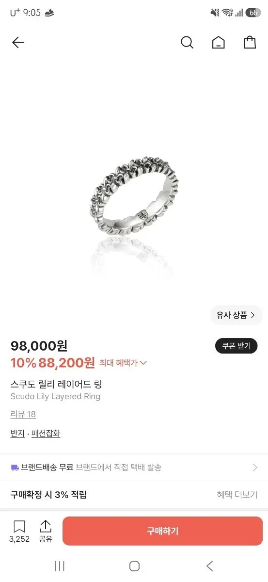 스쿠도 릴리 레이어드 링 24호