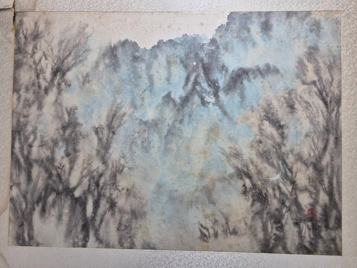 김전 한국화 수묵담채 산수화