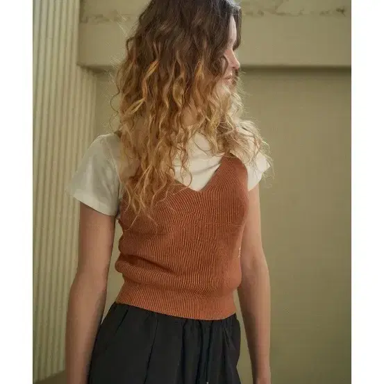 시야쥬 코튼 뷔스티에 브라운 siyazu cotton bustier brown