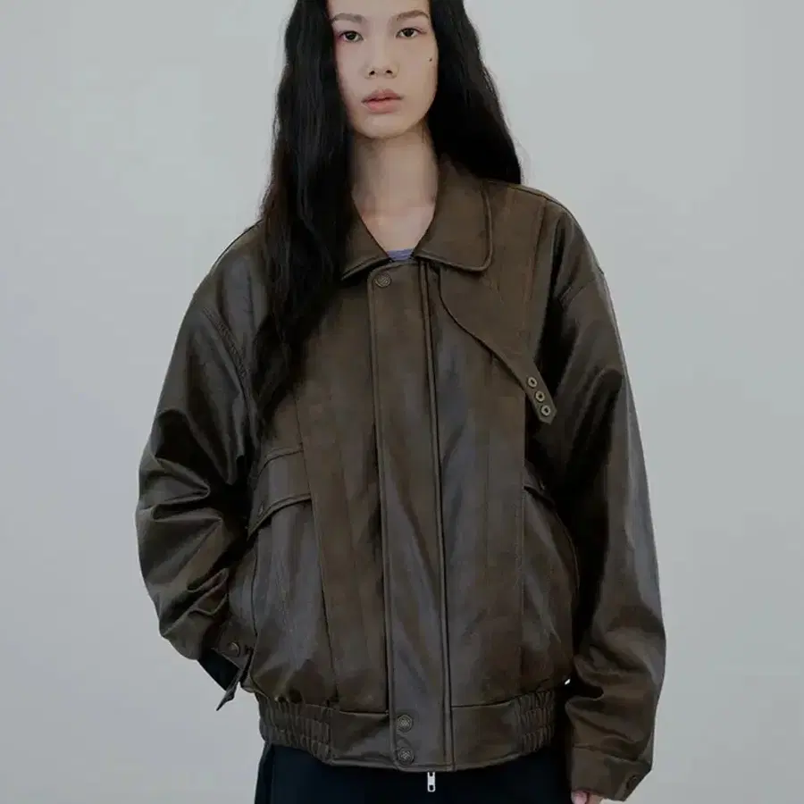 누아클레 우먼 레더 블루종 자켓