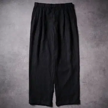 00s H&H 투 턱 린넨 팬츠 슬랙스 블랙