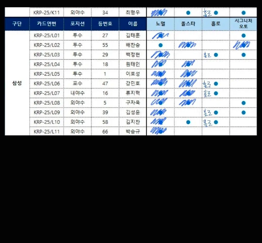 2025 KBO 플러스 카드 교환