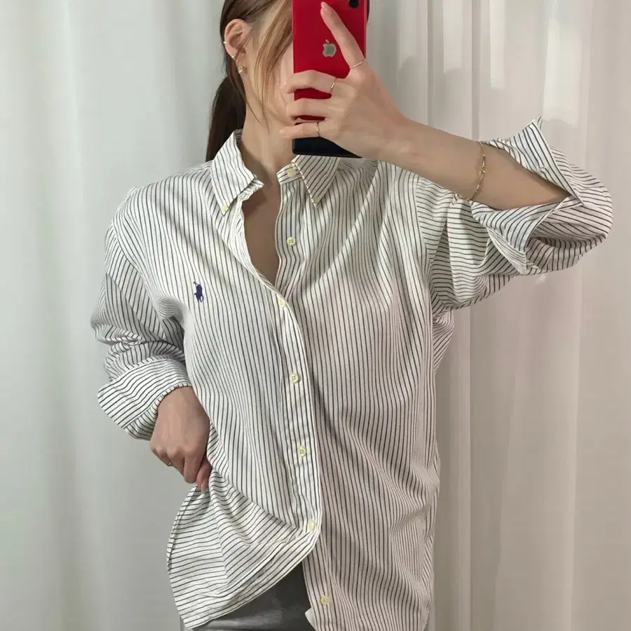 폴로 커스텀핏 스트라이프 셔츠