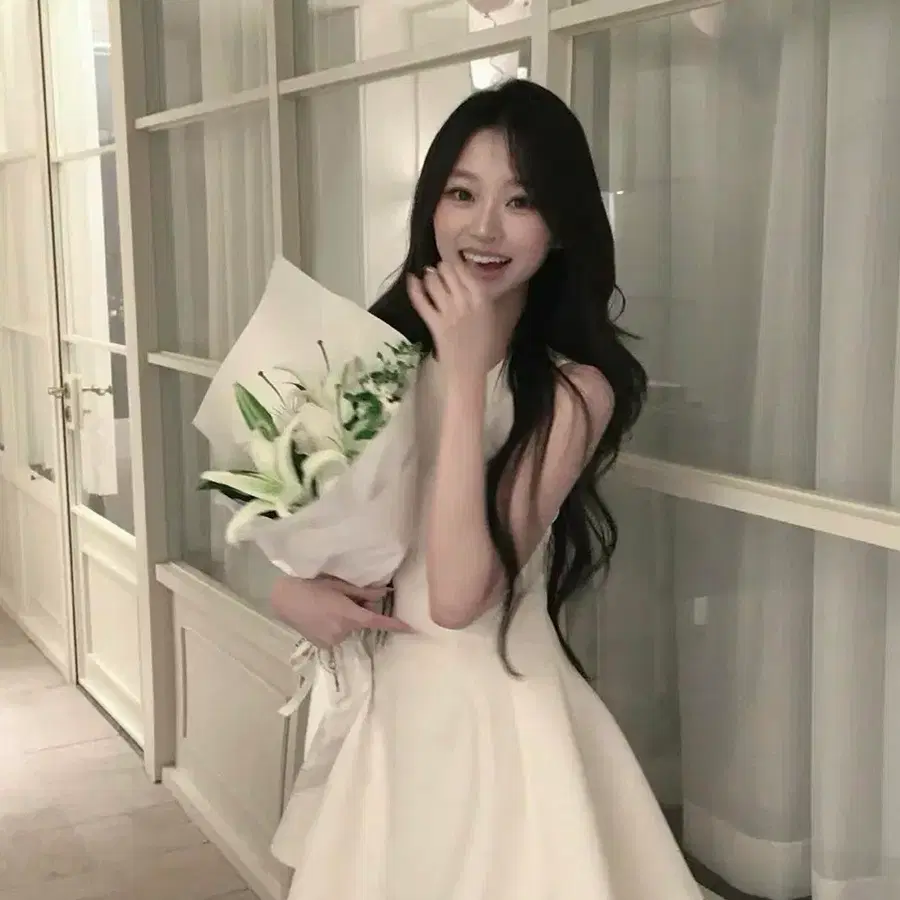 에이블리 스판 슬리브리스 플레어 미니원피스 아이보리 S/M/L