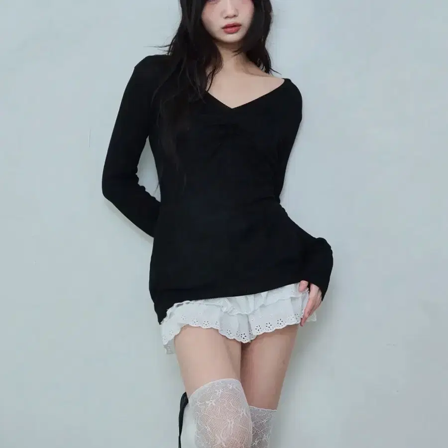 구해요! 레이즈미야 아이리 셔링 니트 블랙 M사이즈
