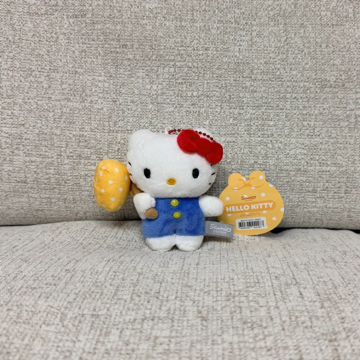 정품 산리오 헬로키티 보따리 10cm 키링 인형 가방고리
