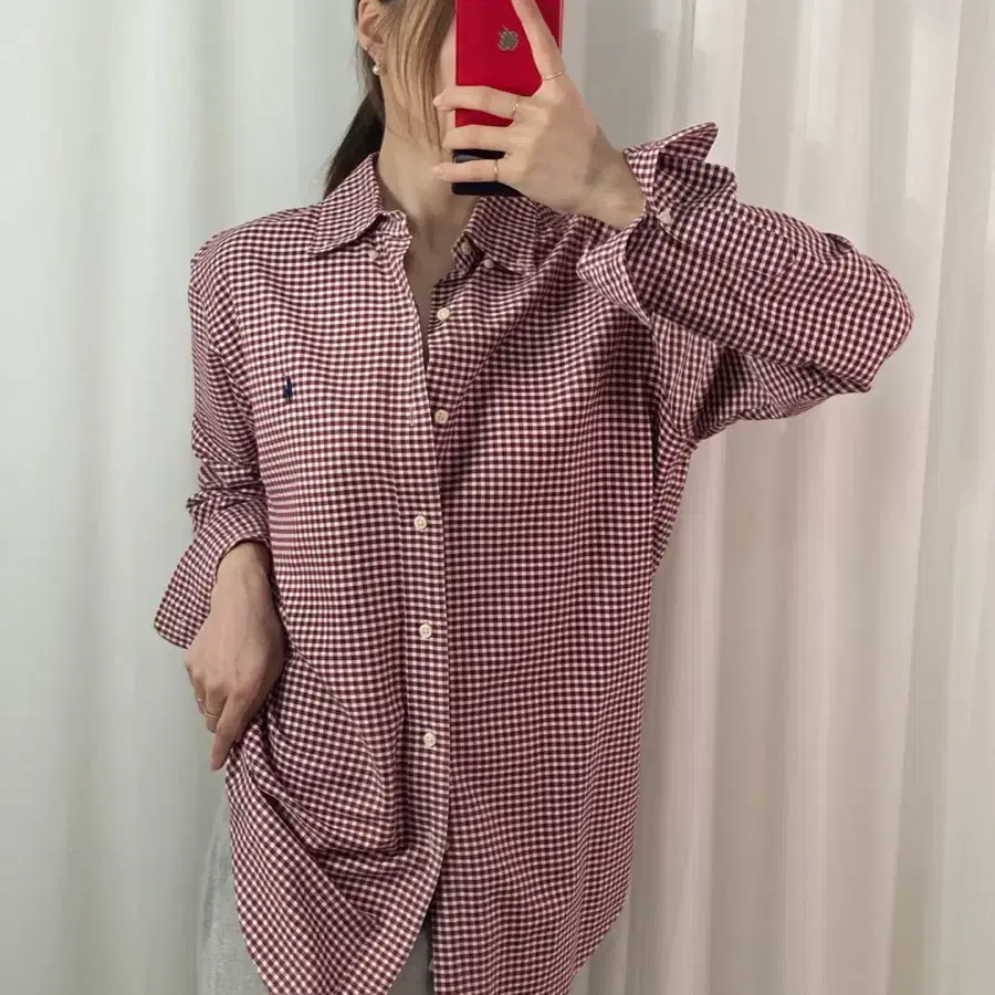 폴로 커스텀핏 체크패턴 셔츠