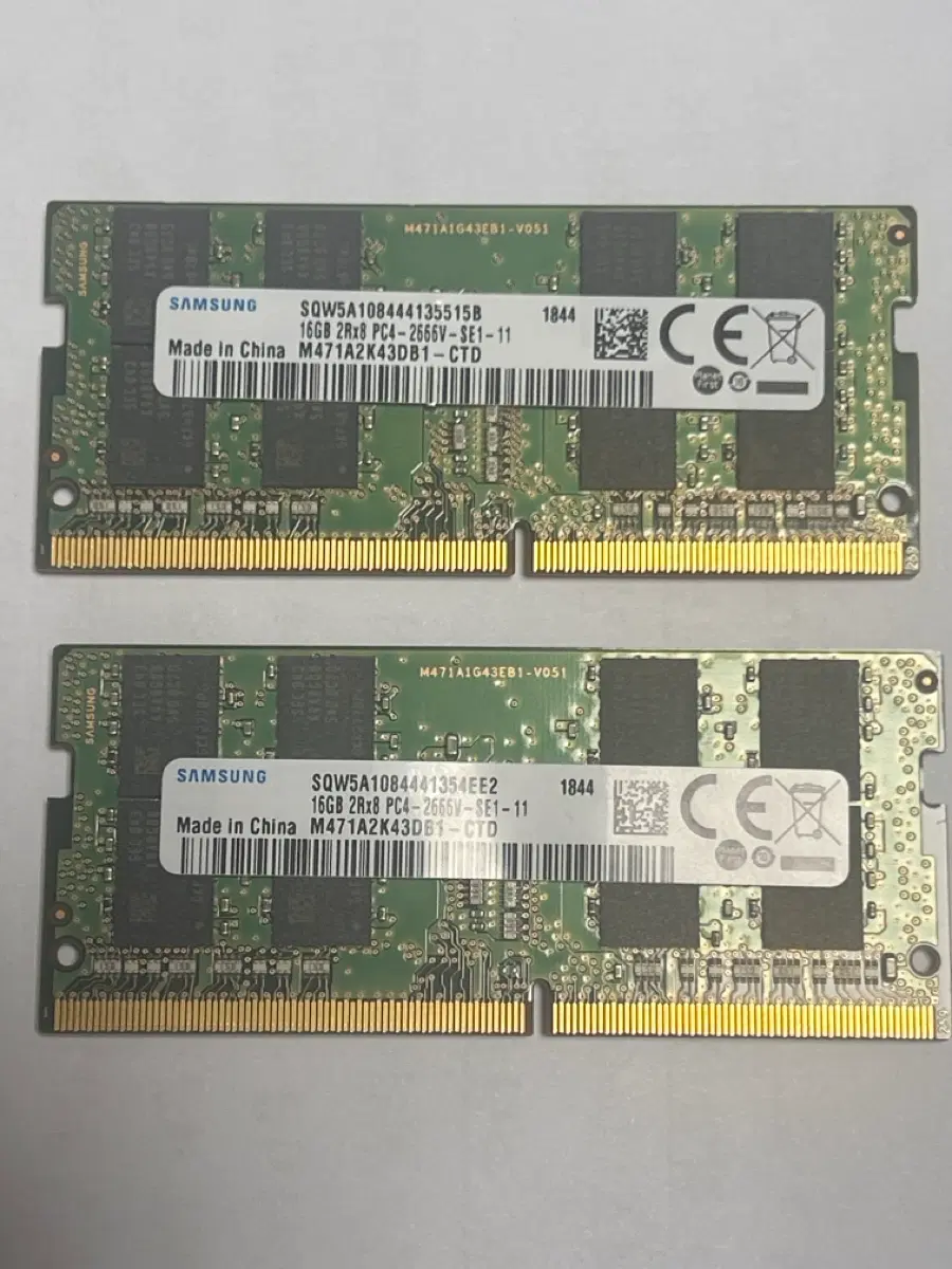 삼성 노트북 램/메모리 PC4-2666V 16GB 2개 팝니다.