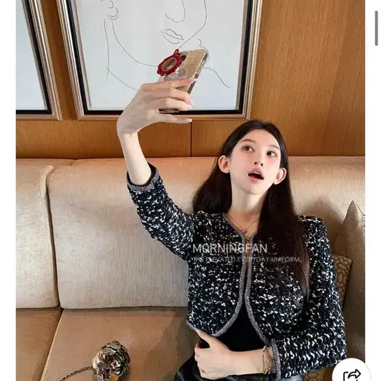 더뉴베 트위드 가디건 자켓