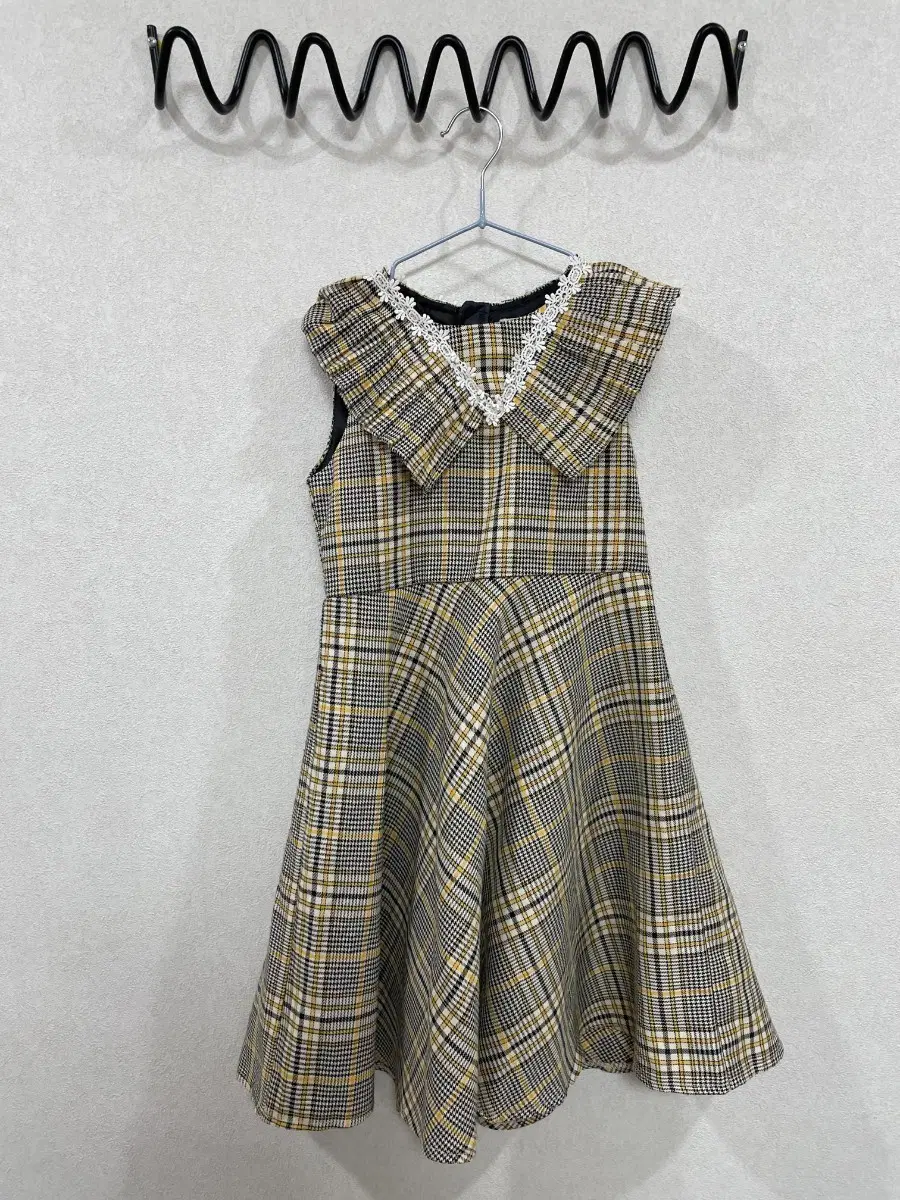 치크 체크무늬 카라  원피스 120