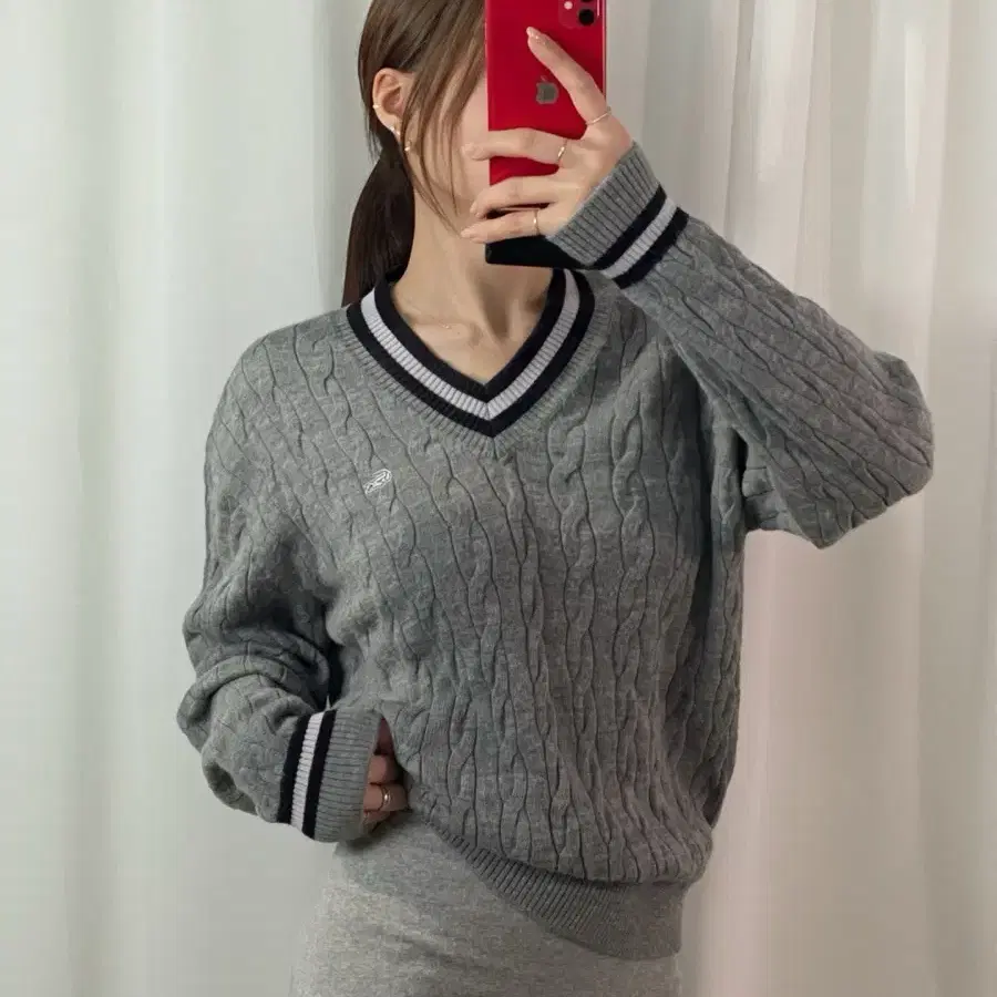라코스테 꽈배기 니트