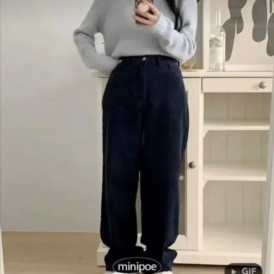 미니포에 코듀로이 팬츠 네이비