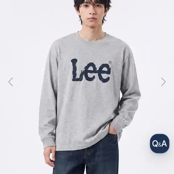 [새상품] Lee 스프레이 로고 긴팔 티셔츠 그레이 XL