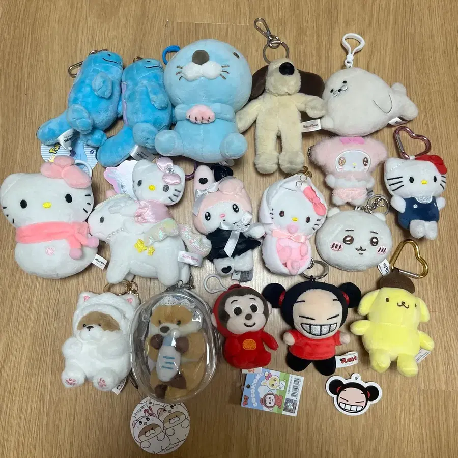 인형 키링 17개 일괄 모음 치이카와 산리오 마이멜로디 퍼켓몬 보노보노