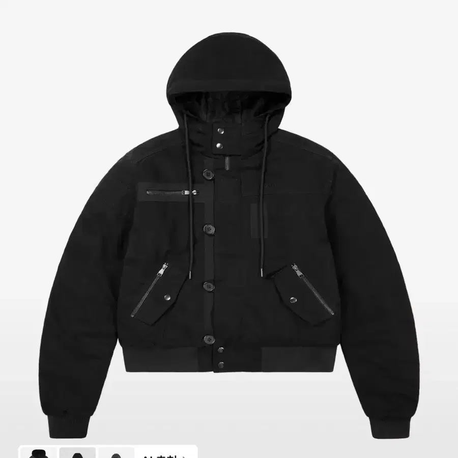 아캄 Button Placket Cotton Ma-1 Jacket (Black)
