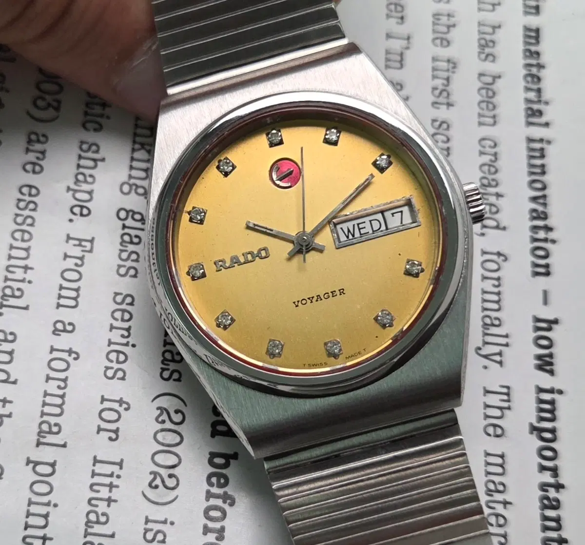 레어] 빈티지 라도 보이저 순정 샴골판 11P다이아 데이데이트 브레이슬릿 ver.