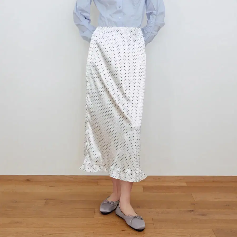 마조네 레이어드 롱 스커트 땡땡이