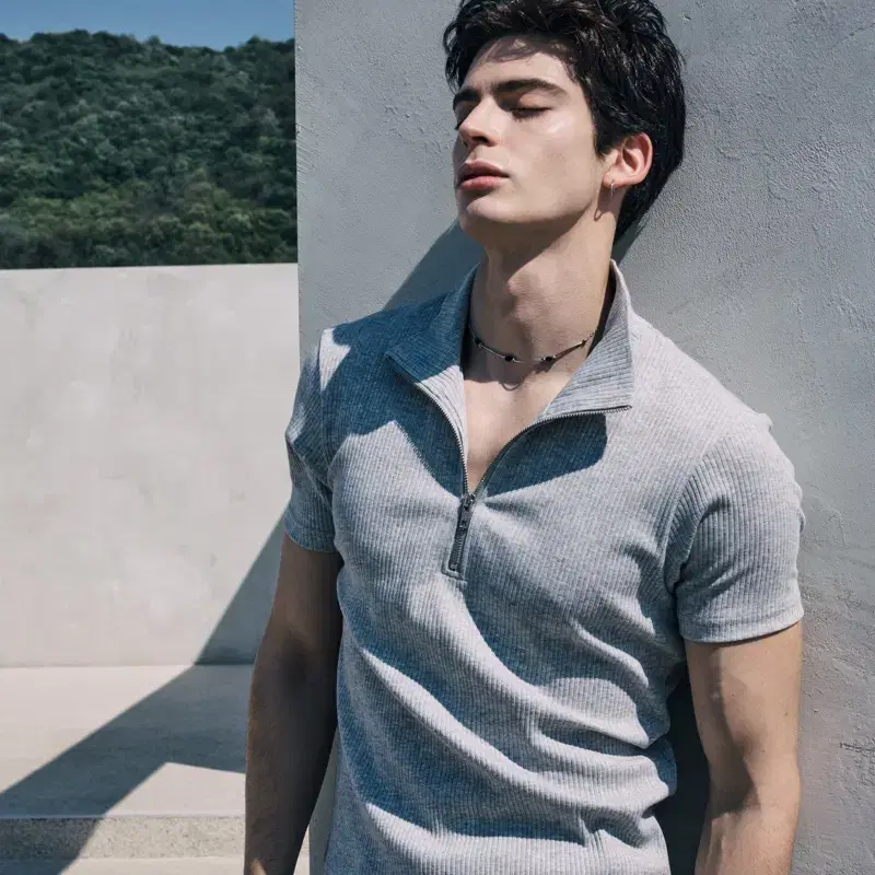 헬렛 RIBBED SLIM ZIP-UP [GREY] m사이즈