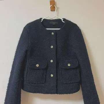 ZARA 골드 버튼 부클레 자켓 네이비 M