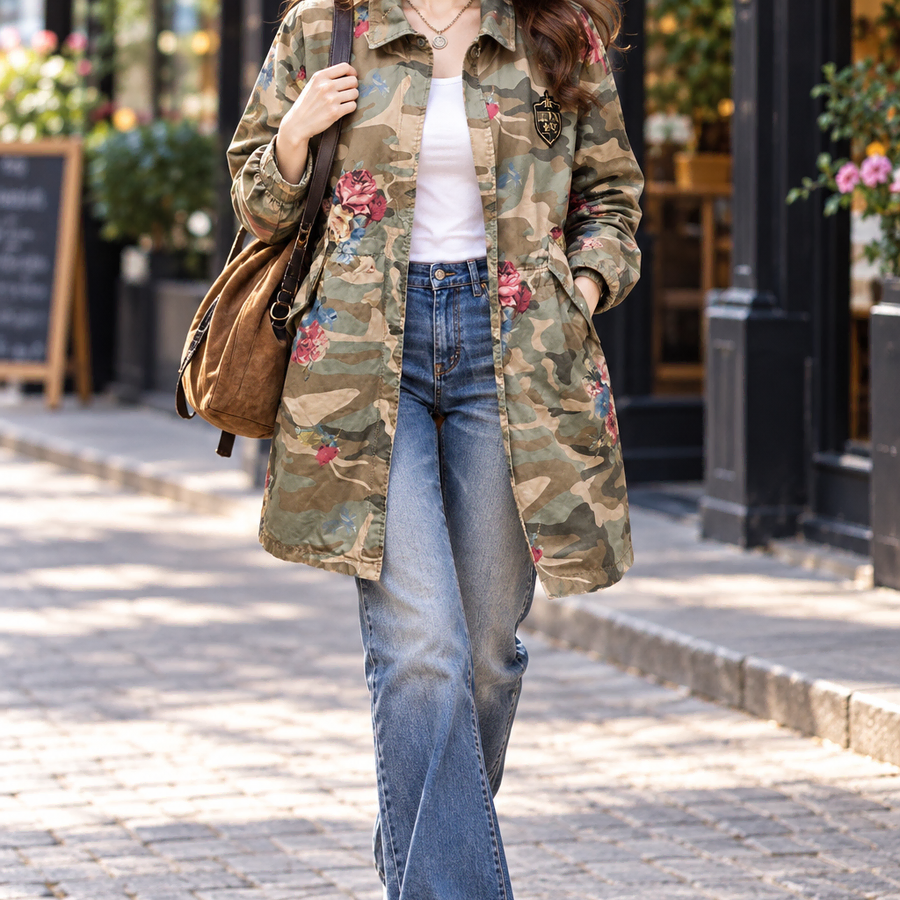 DENIM BAR 여성90 플라워 카모 야상 자켓