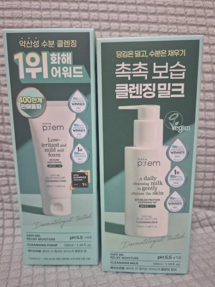 [미개봉] 메이크프렘 세이프 미 릴리프 모이스처 클렌징 밀크 100ml+클렌징 폼 100ml