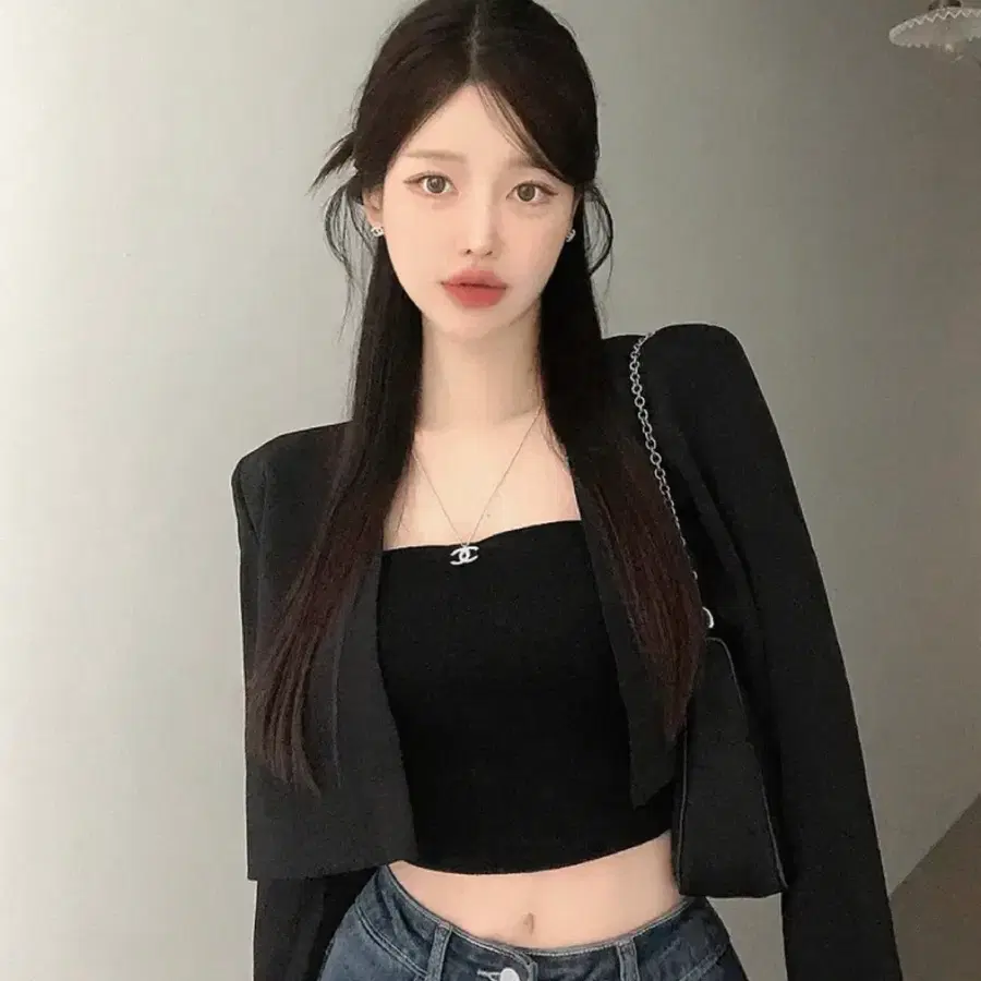 에이블리 노카라 간절기 크롭 자켓