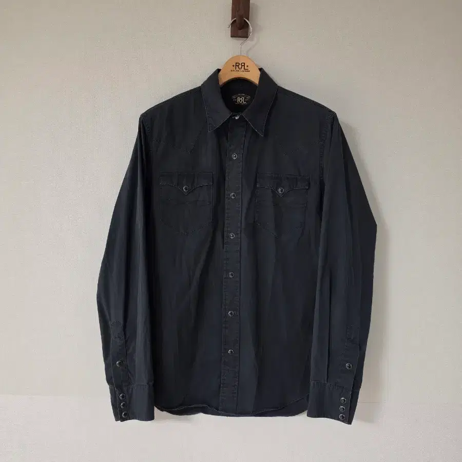 RRL 더블알엘 콘초 웨스턴 블랙 트윌 셔츠 M
